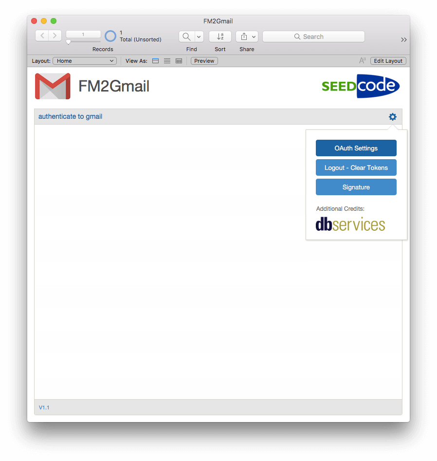 Integrating FileMaker with Gmail - Settings